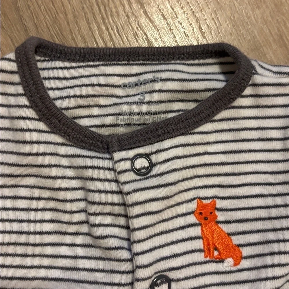 Striped Button Baby Onesie with Fox